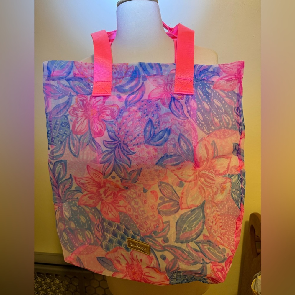 Lily Pulitzer Floral Pink Beach Tote Bag